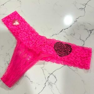 NWT Vintage Pink Victoria’s Secret Lace Thong
